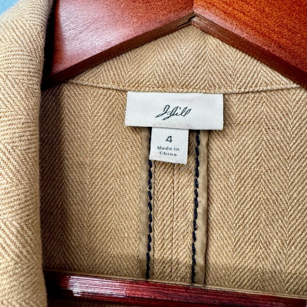 J. Jill Linen Cotton Blend Tan Herringbone Blazer | Size 4 - Picture 2 of 4